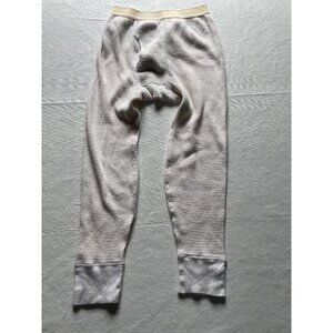 Vintage Thermal Long Johns S Waffle Knit Cotton Blend Beige Winter Bottoms USA